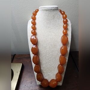 Vintage Genuine Carved Baltic Amber Beaded Necklace